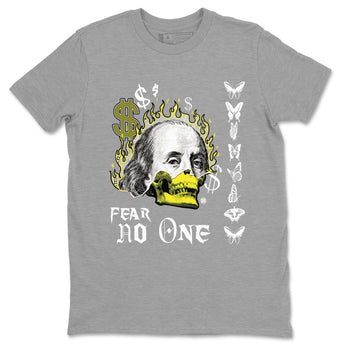 4s Vivid Sulfur shirt to match jordans Fear No One sneaker tees Air Jordan 4 Vivid Sulfur SNRT Sneaker Release Tees unisex cotton Heather Grey 2 crew neck shirt