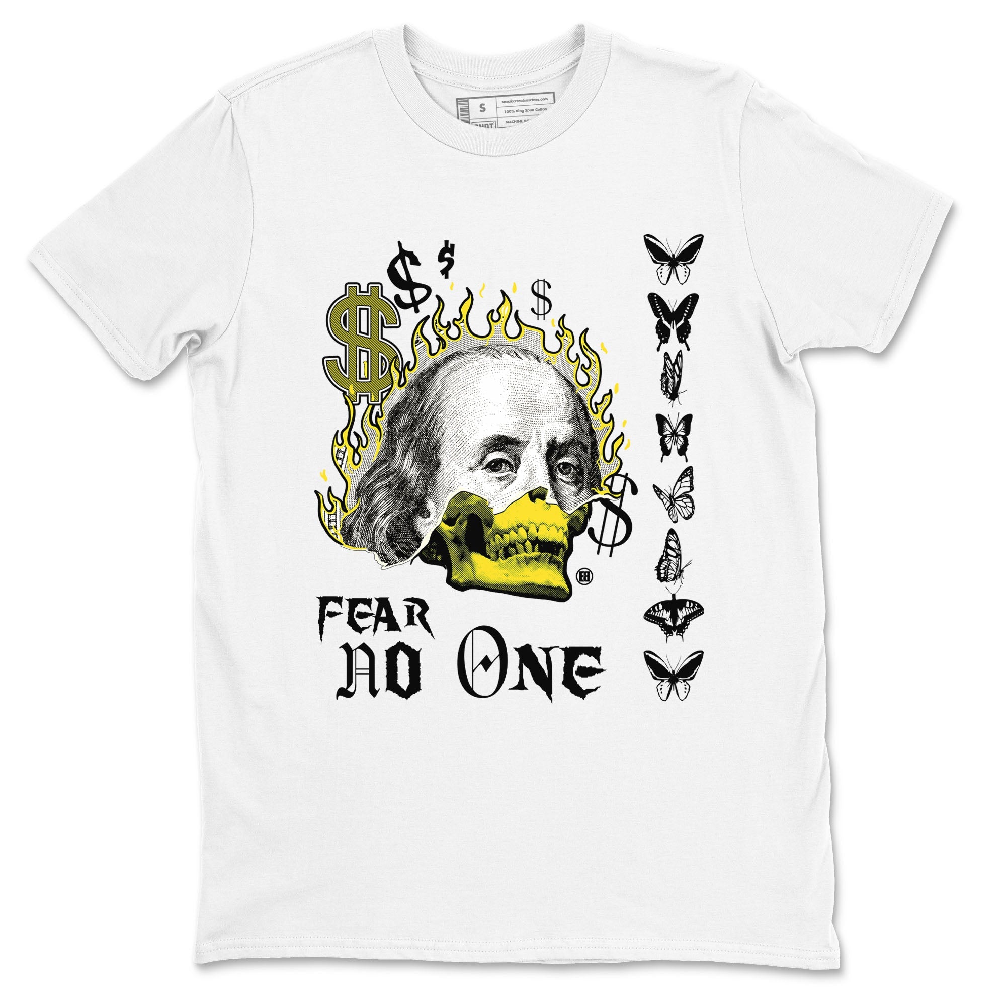 4s Vivid Sulfur shirt to match jordans Fear No One sneaker tees Air Jordan 4 Vivid Sulfur SNRT Sneaker Release Tees unisex cotton White 2 crew neck shirt