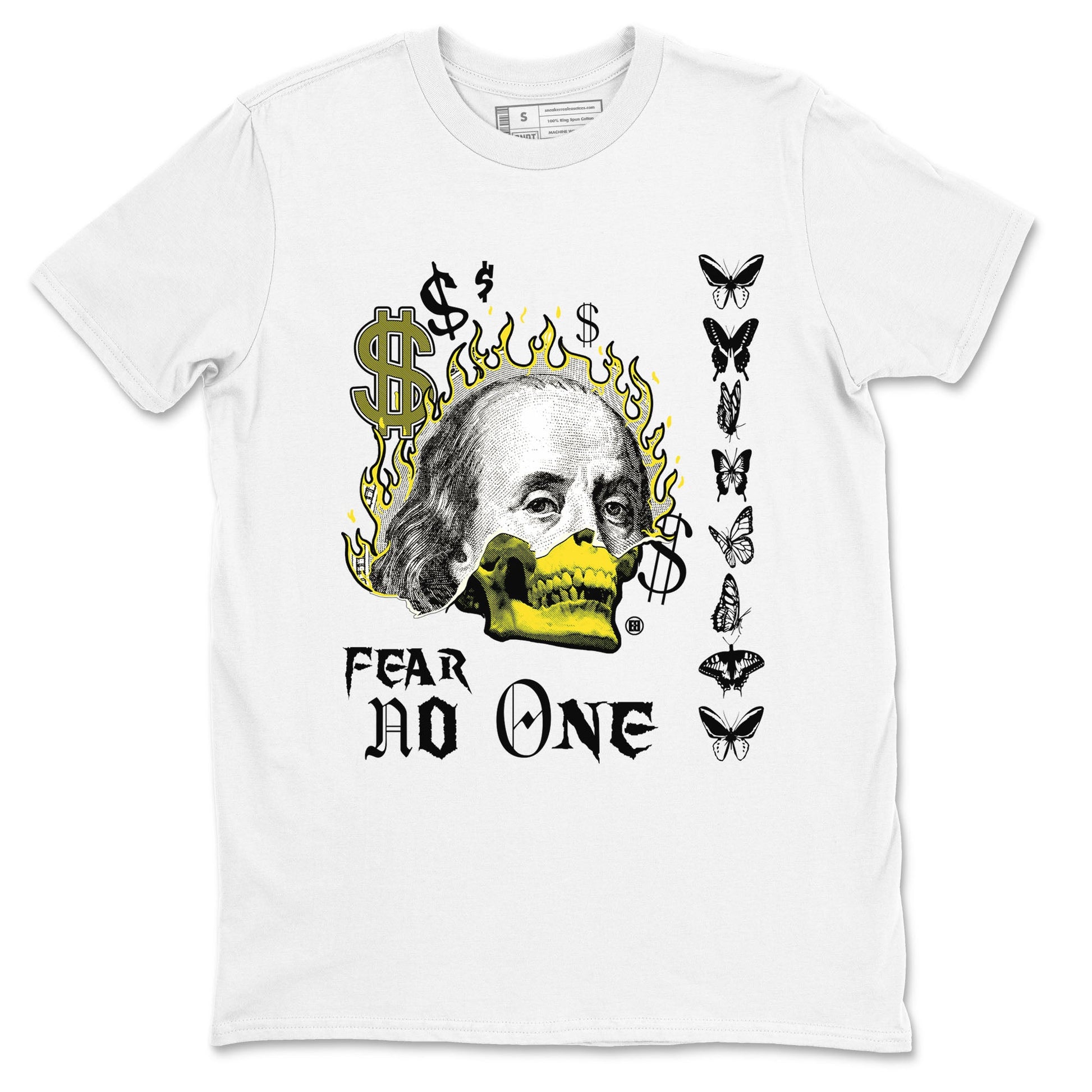 4s Vivid Sulfur shirt to match jordans Fear No One sneaker tees Air Jordan 4 Vivid Sulfur SNRT Sneaker Release Tees unisex cotton White 2 crew neck shirt