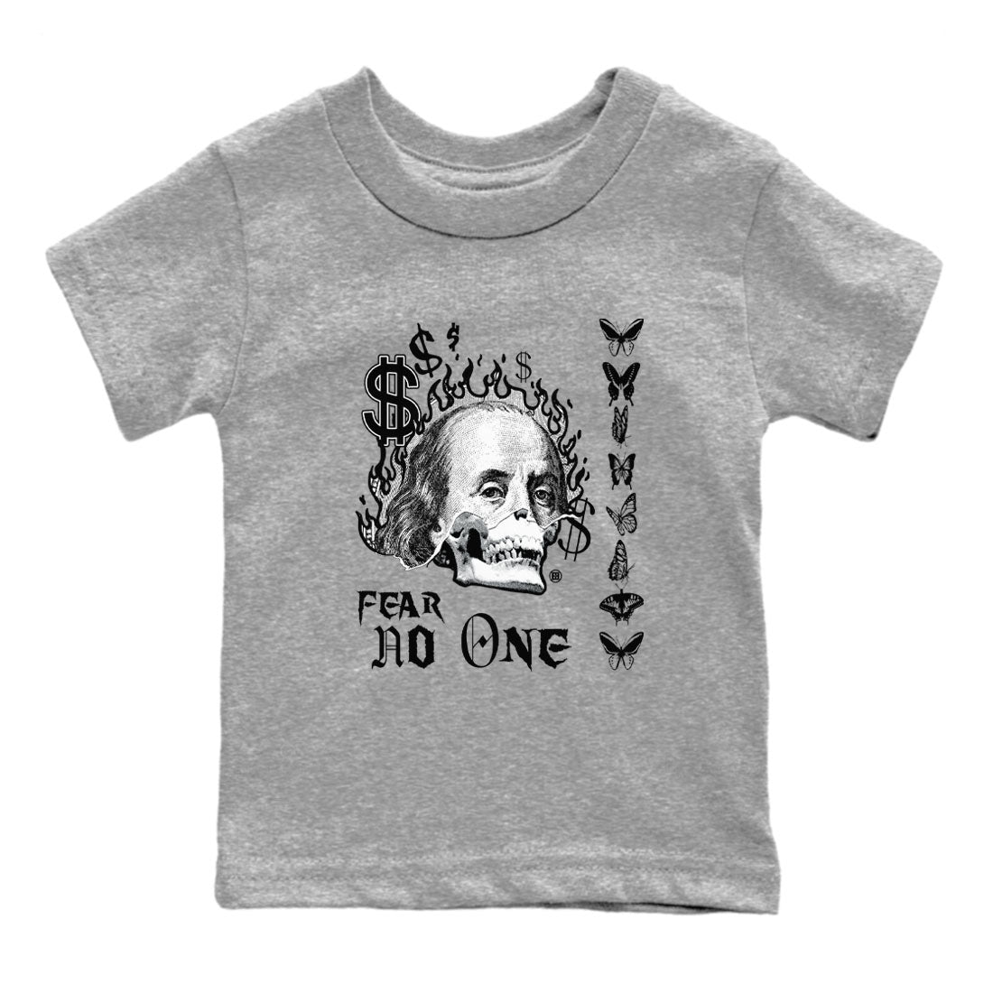 4s White Thunder shirt to match jordans Fear No One sneaker tees Air Jordan 4 Retro White Thunder SNRT sneaker release tees baby toddler Heather Grey 2 cotton Shirt