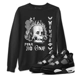 4s White Thunder shirt to match jordans Fear No One sneaker tees Air Jordan 4 Retro White Thunder SNRT Sneaker Release Tees unisex cotton Black 1 crew neck shirt