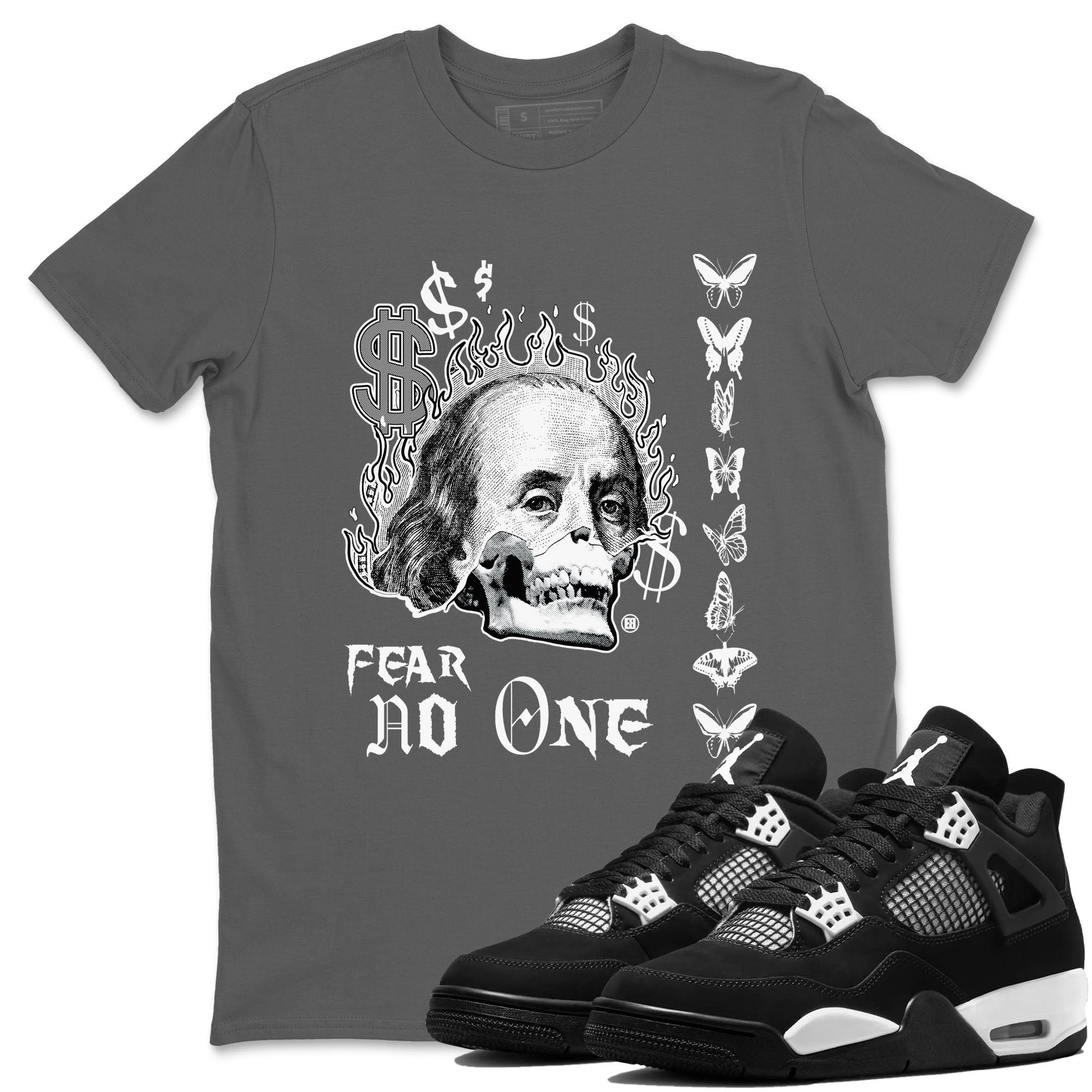 4s White Thunder shirt to match jordans Fear No One sneaker tees Air Jordan 4 Retro White Thunder SNRT Sneaker Release Tees unisex cotton Cool Grey 1 crew neck shirt