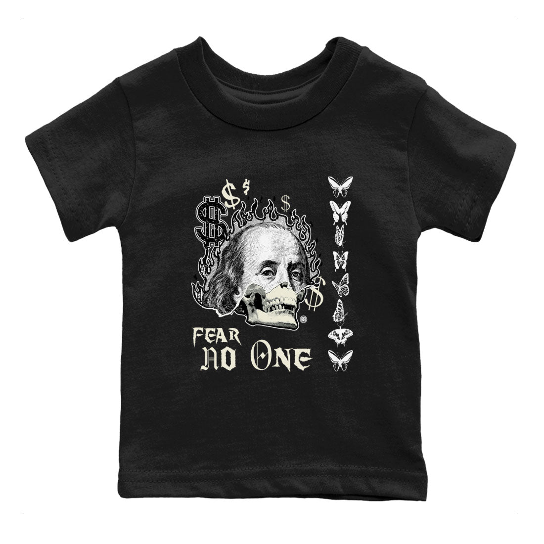 Air Jordan 5 Retro Sail shirt to match jordans Fear No One sneaker tees AJ5 Sail SNRT sneaker release tees baby toddler Black 2 cotton Shirt