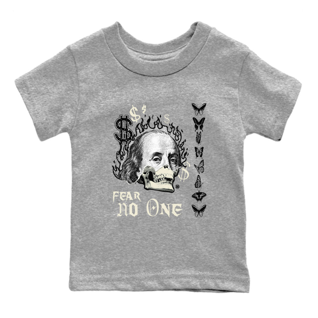 Air Jordan 5 Retro Sail shirt to match jordans Fear No One sneaker tees AJ5 Sail SNRT sneaker release tees baby toddler Heather Grey 2 cotton Shirt