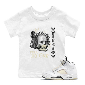 Air Jordan 5 Retro Sail shirt to match jordans Fear No One sneaker tees AJ5 Sail SNRT sneaker release tees baby toddler White 1 cotton Shirt