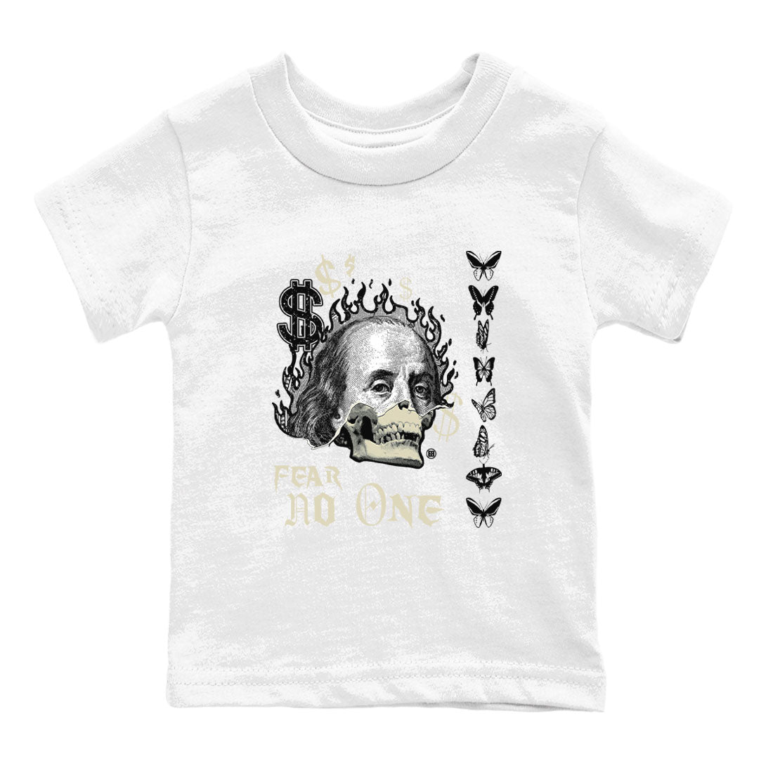Air Jordan 5 Retro Sail shirt to match jordans Fear No One sneaker tees AJ5 Sail SNRT sneaker release tees baby toddler White 2 cotton Shirt
