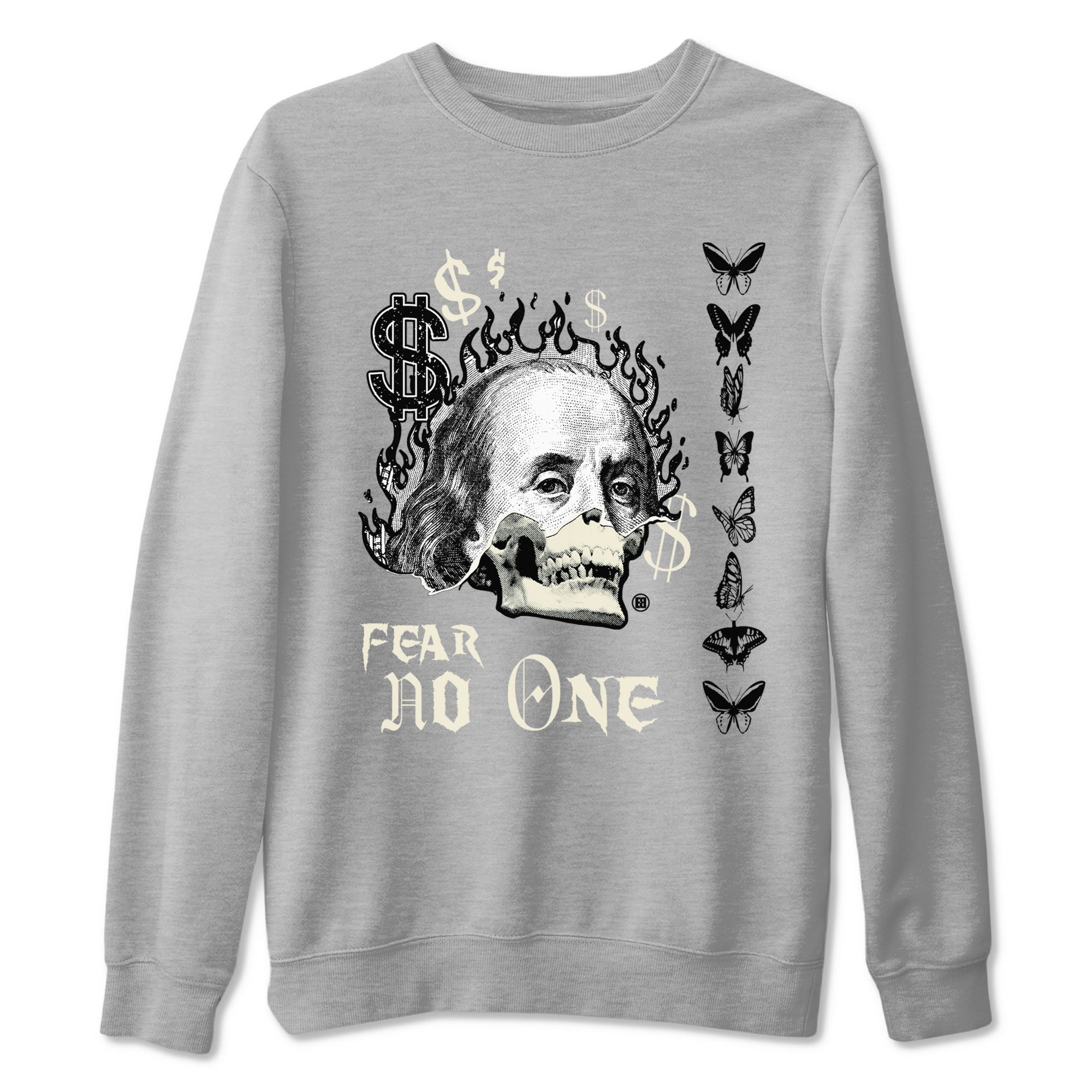 Air Jordan 5 Retro Sail shirt to match jordans Fear No One sneaker tees AJ5 Sail SNRT sneaker Release Tees unisex cotton Heather Grey 2 crew neck shirt
