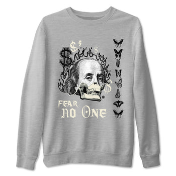 Air Jordan 5 Retro Sail shirt to match jordans Fear No One sneaker tees AJ5 Sail SNRT sneaker Release Tees unisex cotton Heather Grey 2 crew neck shirt