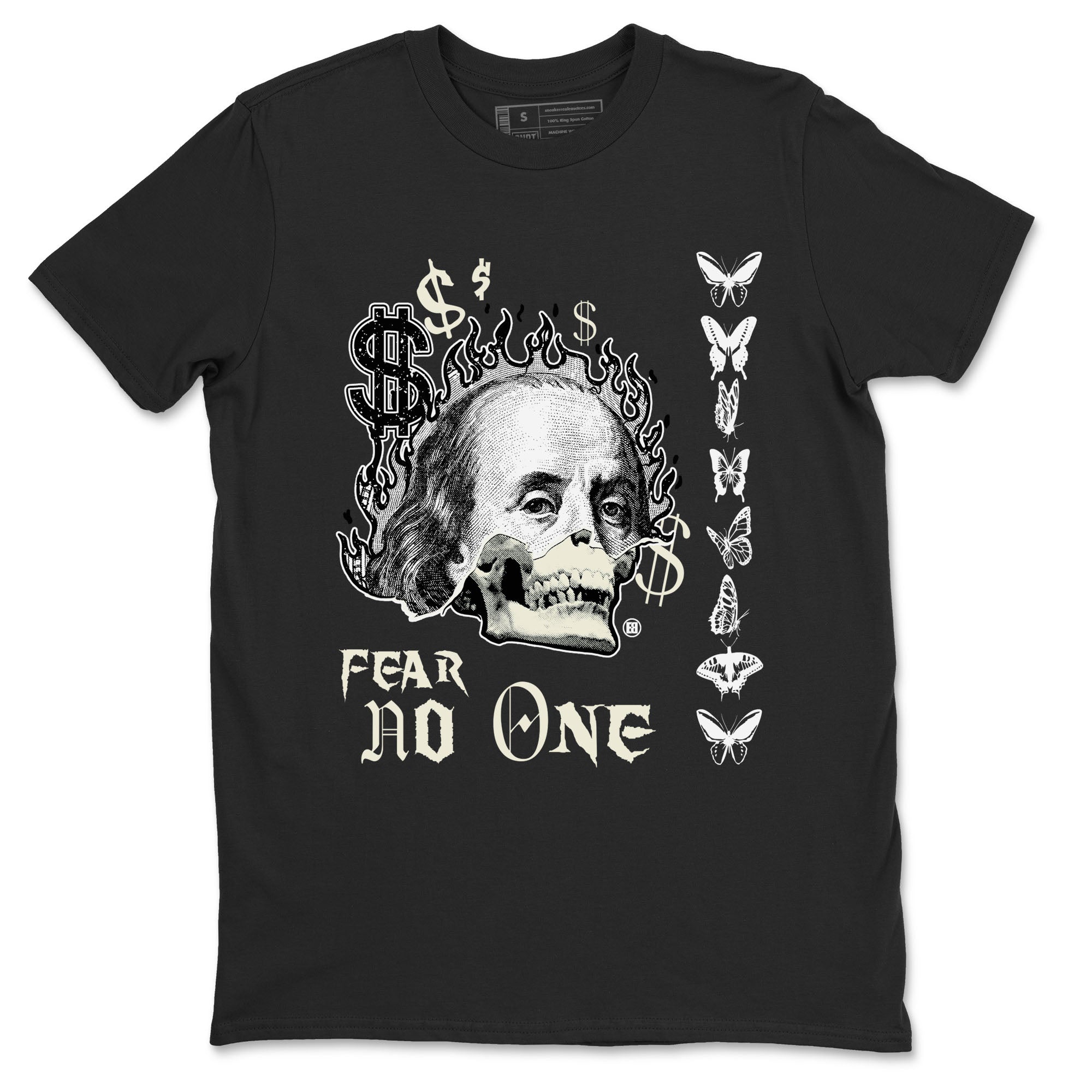 Air Jordan 5 Retro Sail shirt to match jordans Fear No One sneaker tees AJ5 Sail SNRT sneaker Release Tees unisex cotton Black 2 crew neck shirt