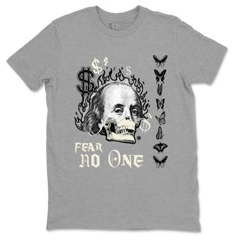 Air Jordan 5 Retro Sail shirt to match jordans Fear No One sneaker tees AJ5 Sail SNRT sneaker Release Tees unisex cotton Heather Grey 2 crew neck shirt