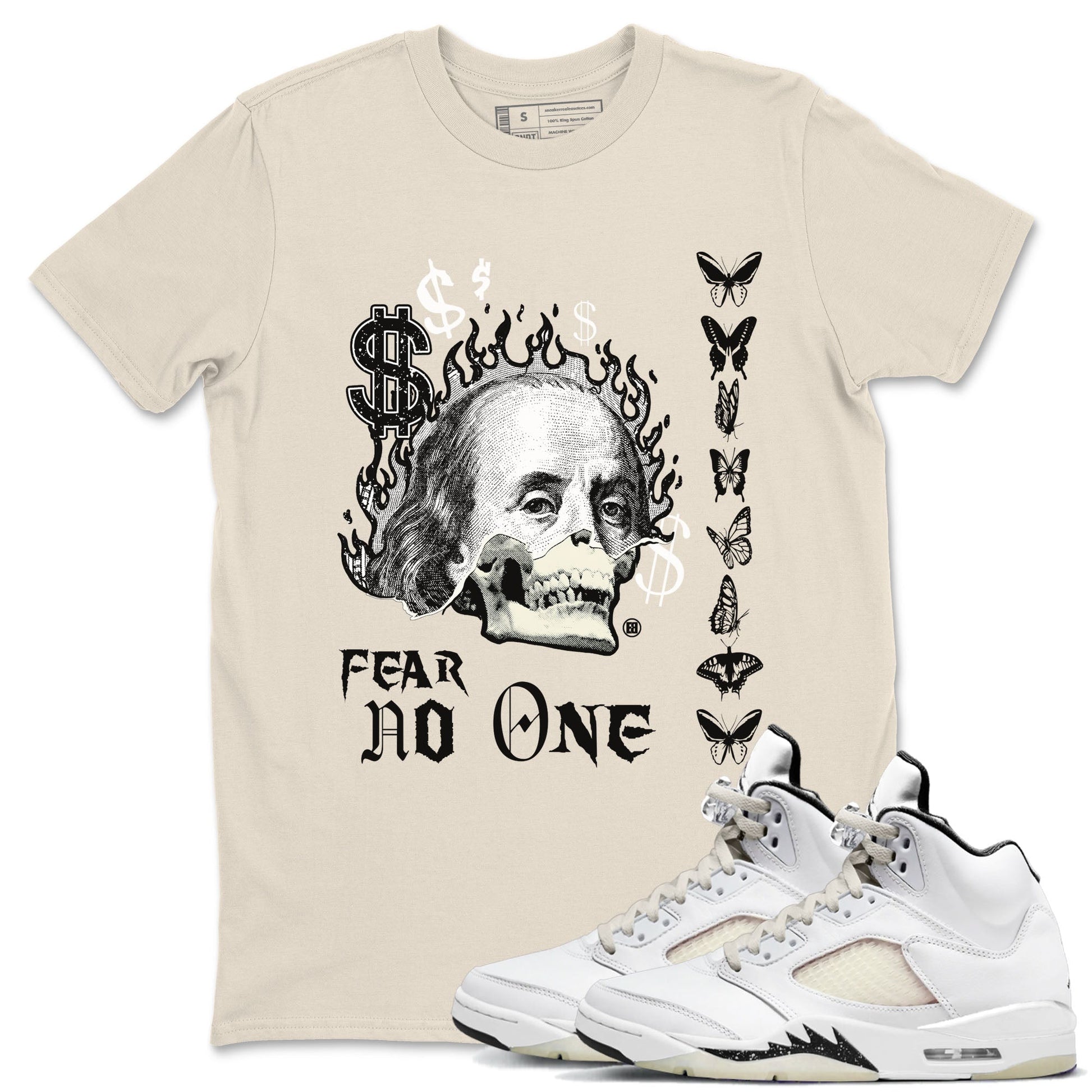 Air Jordan 5 Retro Sail shirt to match jordans Fear No One sneaker tees AJ5 Sail SNRT sneaker Release Tees unisex cotton Natural 1 crew neck shirt