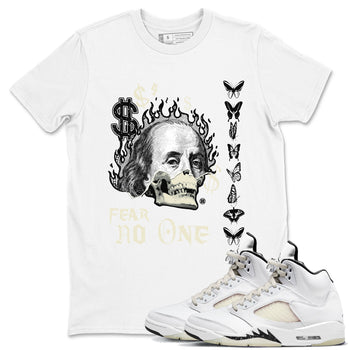 Air Jordan 5 Retro Sail shirt to match jordans Fear No One sneaker tees AJ5 Sail SNRT sneaker Release Tees unisex cotton White 1 crew neck shirt