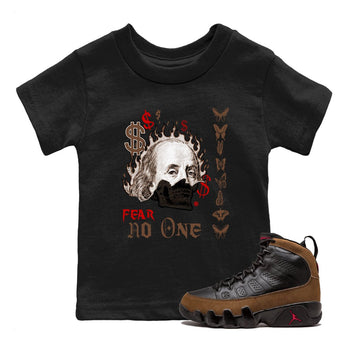 9s Olive shirts to match jordans Fear No One sneaker match tees Air Jordan 9 Olive match shoes to clothes SNRT Sneaker Tees Youth Baby Black 1 tee