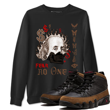 9s Olive shirts to match jordans Fear No One sneaker match tees Air Jordan 9 Olive match shoes to clothes SNRT Sneaker Tees unisex cotton Black 1 shirts