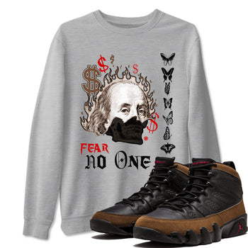 9s Olive shirts to match jordans Fear No One sneaker match tees Air Jordan 9 Olive match shoes to clothes SNRT Sneaker Tees unisex cotton Heather Grey 1 shirts