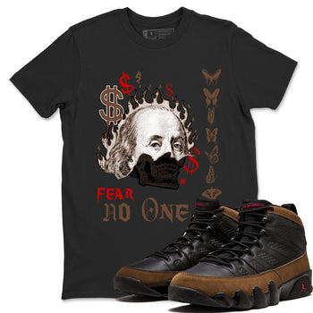 9s Olive shirts to match jordans Fear No One sneaker match tees Air Jordan 9 Olive match shoes to clothes SNRT Sneaker Tees unisex cotton Black 1 shirts