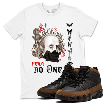 9s Olive shirts to match jordans Fear No One sneaker match tees Air Jordan 9 Olive match shoes to clothes SNRT Sneaker Tees unisex cotton White 1 shirts
