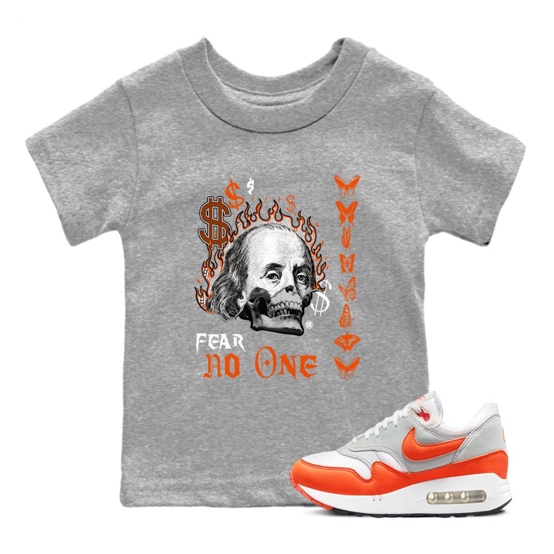 Air Max 1 OG '86 'Summit White and Cosmic Clay shirts to match jordans Fear No One sneaker match tees Air Max 1 Cosmic Clay match shoes to clothes SNRT Sneaker Tees Youth Baby Heather Grey 1 tee