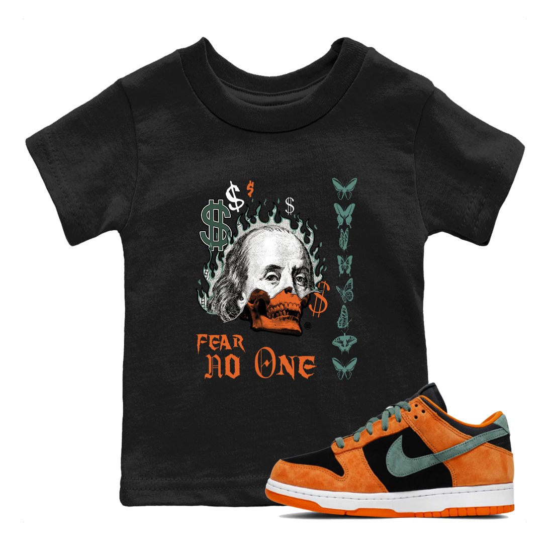 Dunk Low Ceramic shirts to match jordans Fear No One sneaker match tees Dunk Ceramic match shoes to clothes SNRT Sneaker Tees Youth Baby Black 1 tee