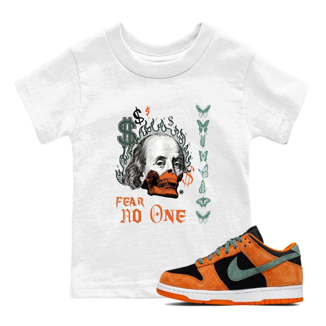 Dunk Low Ceramic shirts to match jordans Fear No One sneaker match tees Dunk Ceramic match shoes to clothes SNRT Sneaker Tees Youth Baby White 1 tee