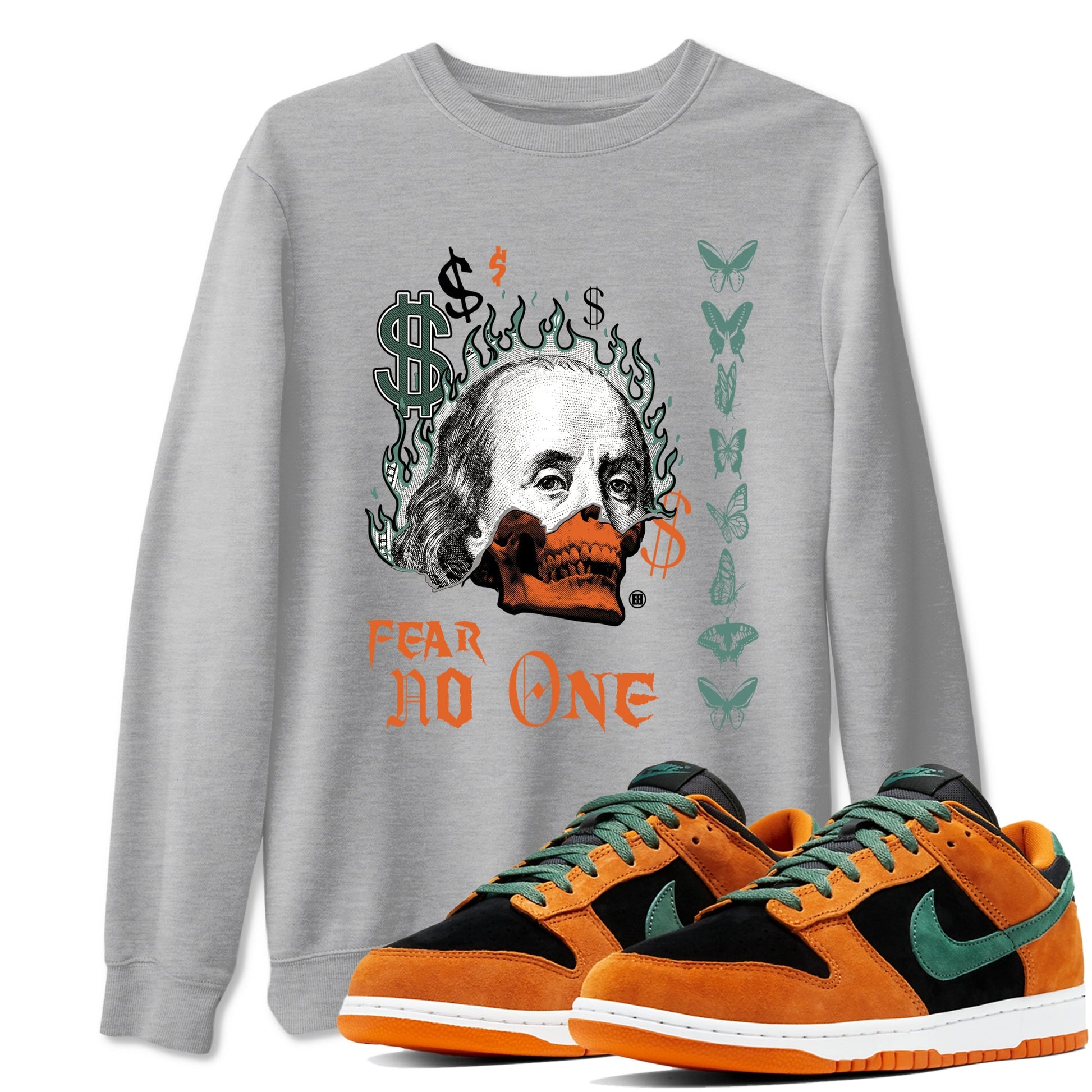 Dunk Low Ceramic shirts to match jordans Fear No One sneaker match tees Dunk Ceramic match shoes to clothes SNRT Sneaker Tees unisex cotton Heather Grey 1 shirts