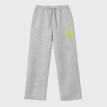 Unisex graphic sweatpants wide – Sneaker Tees To Match Air Foamposite Pro Black Shoes – Fearless sweatpants Heather Grey 1