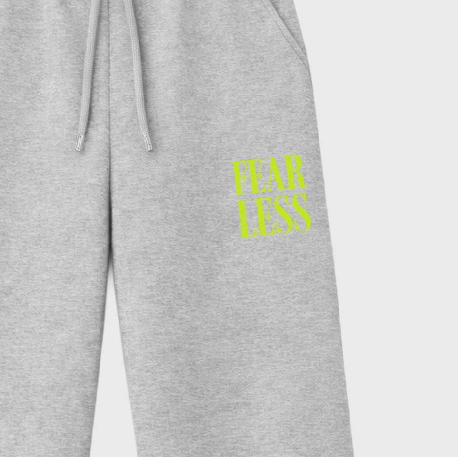 Unisex graphic sweatpants wide – Sneaker Tees To Match Air Foamposite Pro Black Shoes – Fearless sweatpants Heather Grey 2