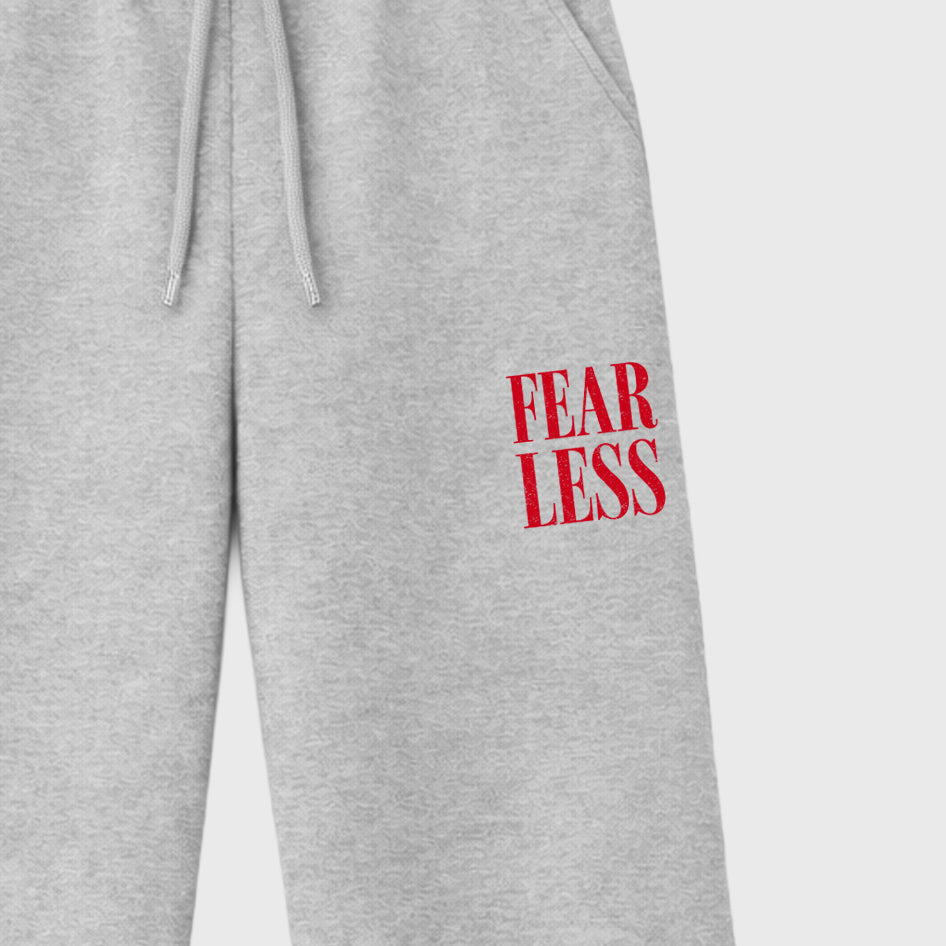Unisex graphic sweatpants wide – Graphic Sweatpants To Match Air Jordan 13 University Red Sneakers – Fearless sweatpants Heather Grey 2