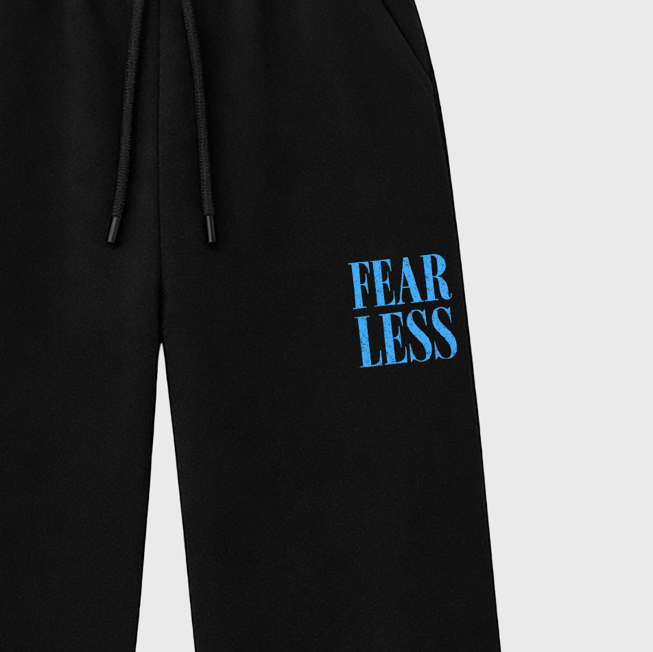 Unisex graphic sweatpants wide – Graphic Sweatpants To Match Air Jordan 14 University Blue Sneakers – Fearless sweatpants Black 2