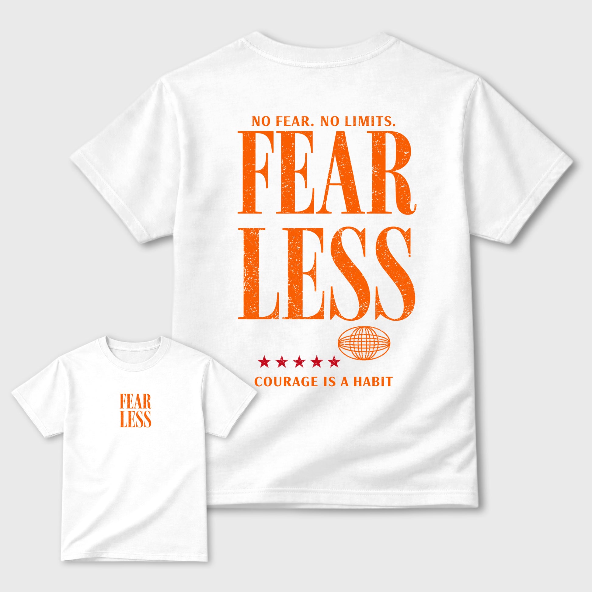 Fearless graphic t-shirt styled to complete your sneaker outfit with the 3s Orange Citrus, shown in White.