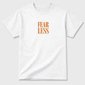 Fearless graphic t-shirt styled to complete your sneaker outfit with the 3s Orange Citrus, shown in White.
