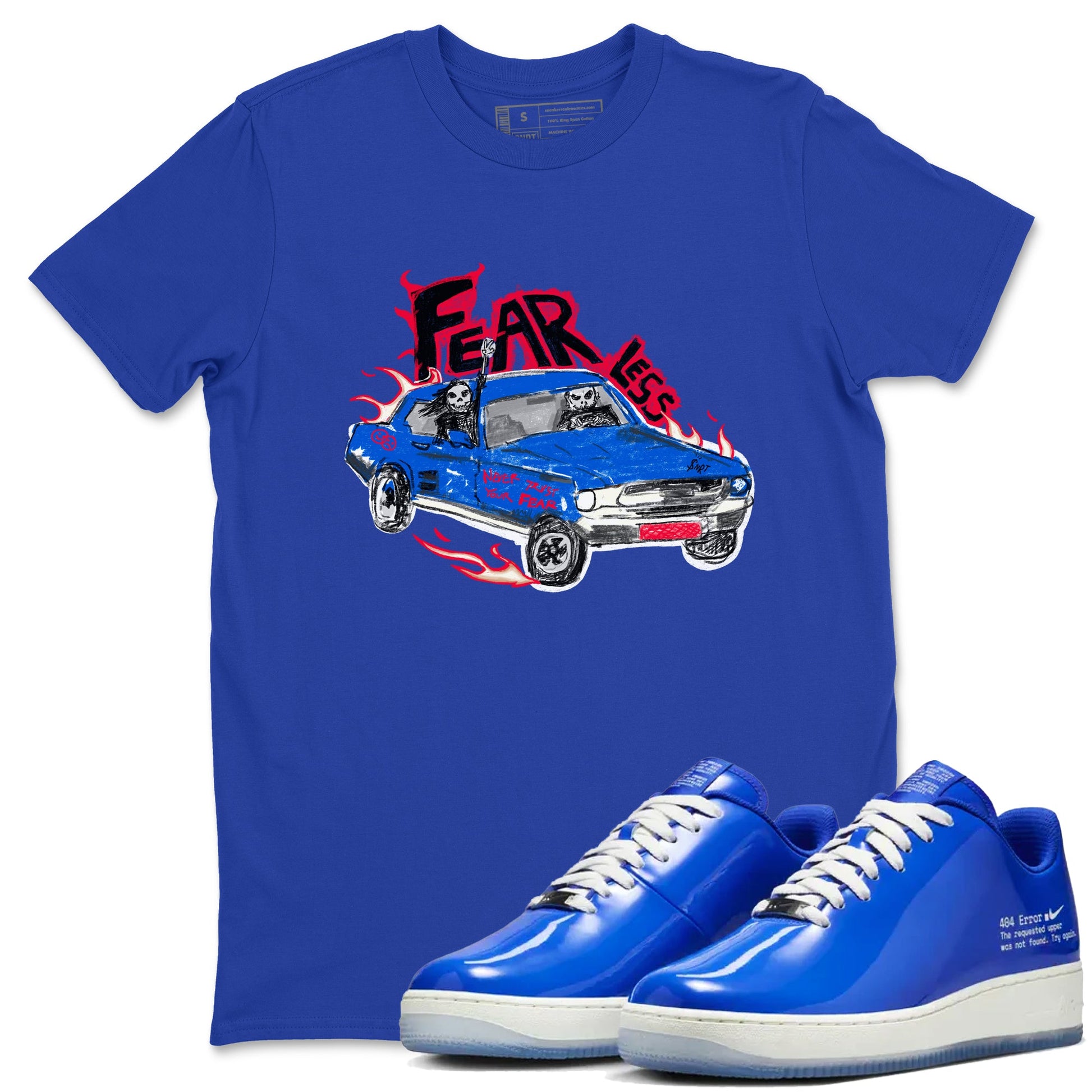 Air Force 1 404 Error shirt to match jordans Fearless Car sneaker tees Air Force 1 404 Error SNRT Sneaker Release Tees unisex cotton Royal Blue 1 crew neck shirt
