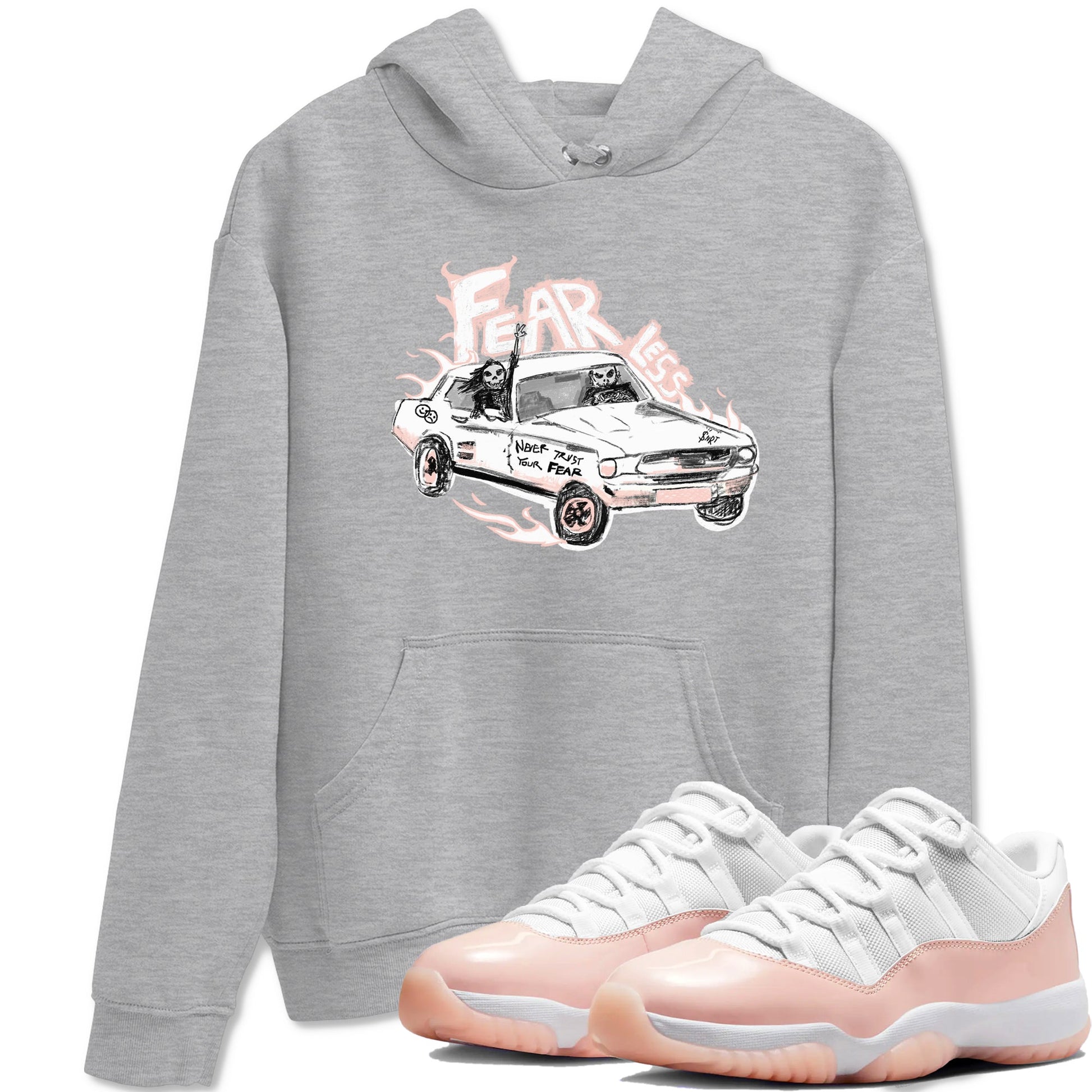 AJ11 Legend Pink shirts to match jordans Fearless Car sneaker match tees Air Jordan 11 Legend Pink SNRT Sneaker Tees streetwear brand Heather Grey 1 unisex cotton tee