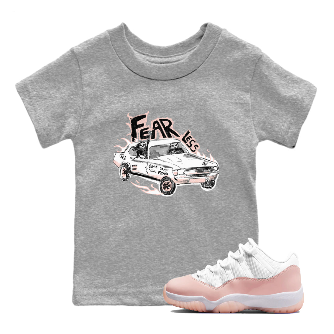AJ11 Legend Pink shirts to match jordans Fearless Car sneaker match tees Air Jordan 11 Legend Pink SNRT Sneaker Tees streetwear brand Baby and Youth Heather Grey 1 cotton tee