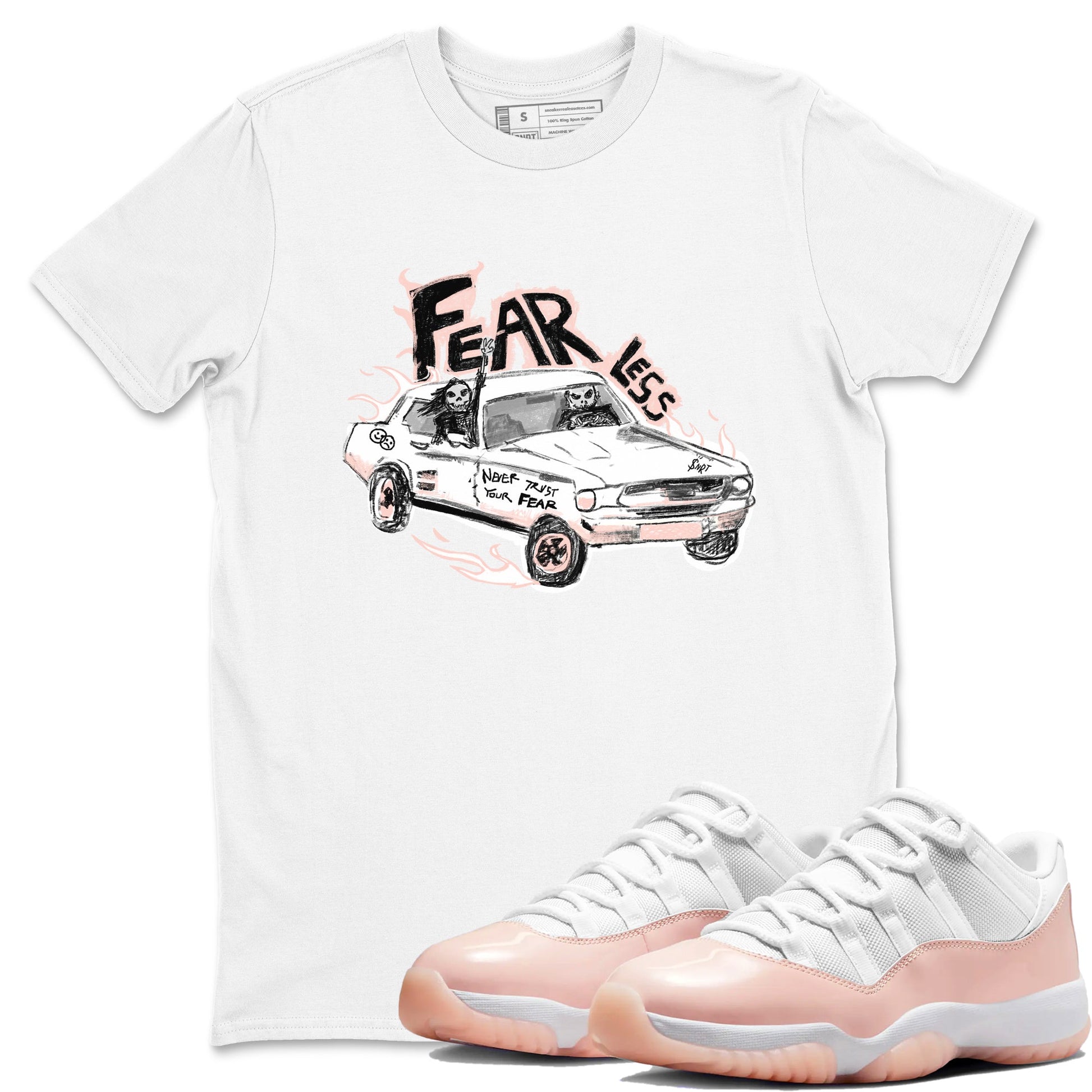 AJ11 Legend Pink shirts to match jordans Fearless Car sneaker match tees Air Jordan 11 Legend Pink SNRT Sneaker Tees streetwear brand White 1 unisex cotton tee