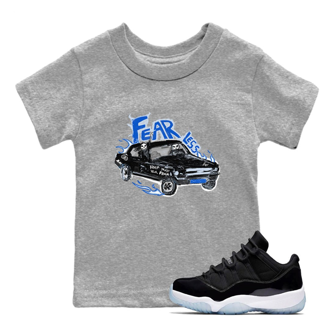 11s Low Space shirt to match jordans Fearless Car sneaker tees Air Jordan 11 Low Space SNRT sneaker release tees baby toddler Heather Grey 1 cotton Shirt