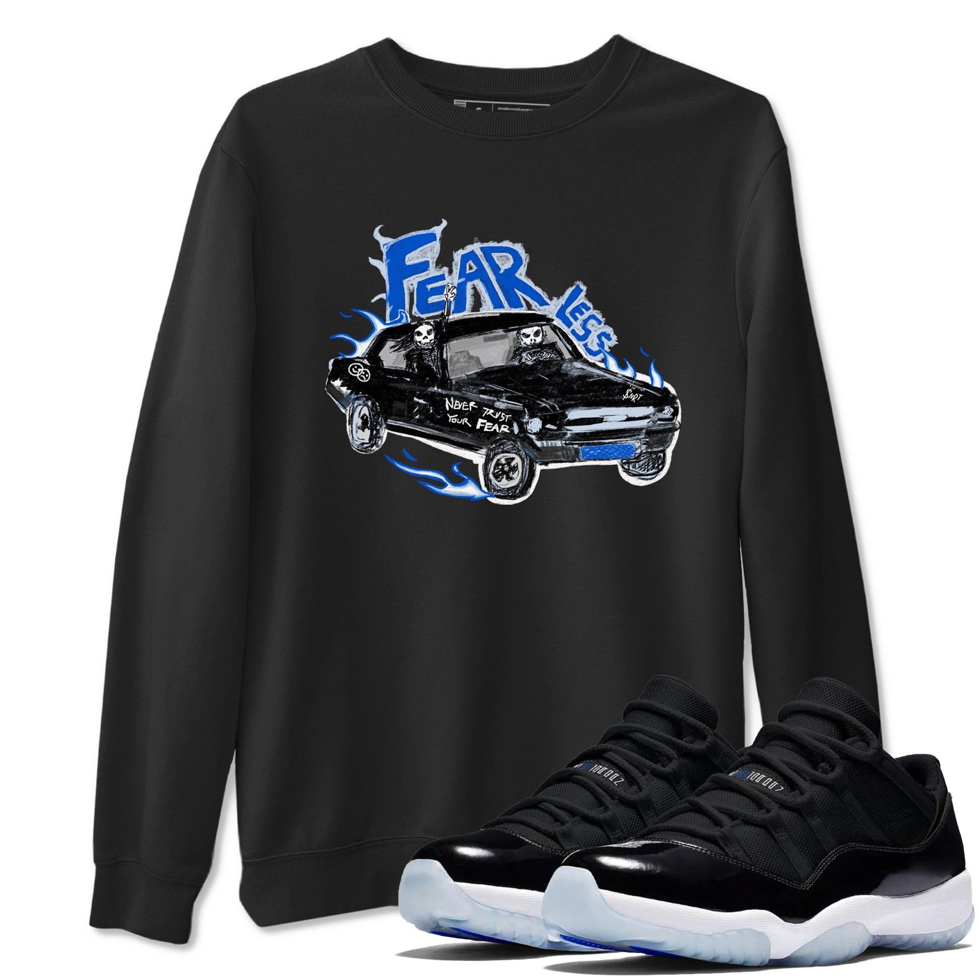 11s Low Space shirt to match jordans Fearless Car sneaker tees Air Jordan 11 Low Space SNRT Sneaker Release Tees unisex cotton Black 1 crew neck shirt