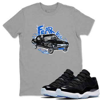 11s Low Space shirt to match jordans Fearless Car sneaker tees Air Jordan 11 Low Space SNRT Sneaker Release Tees unisex cotton Heather Grey 1 crew neck shirt