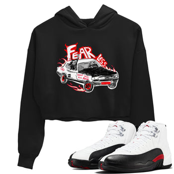 Air Jordan 12 Red Taxi shirts to match jordans Fearless Car sneaker match tees 12s Red Taxi SNRT sneaker release Tees Black 1 crop length shirt
