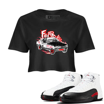 Air Jordan 12 Red Taxi shirts to match jordans Fearless Car sneaker match tees 12s Red Taxi SNRT sneaker release Tees Black 1 crop length shirt