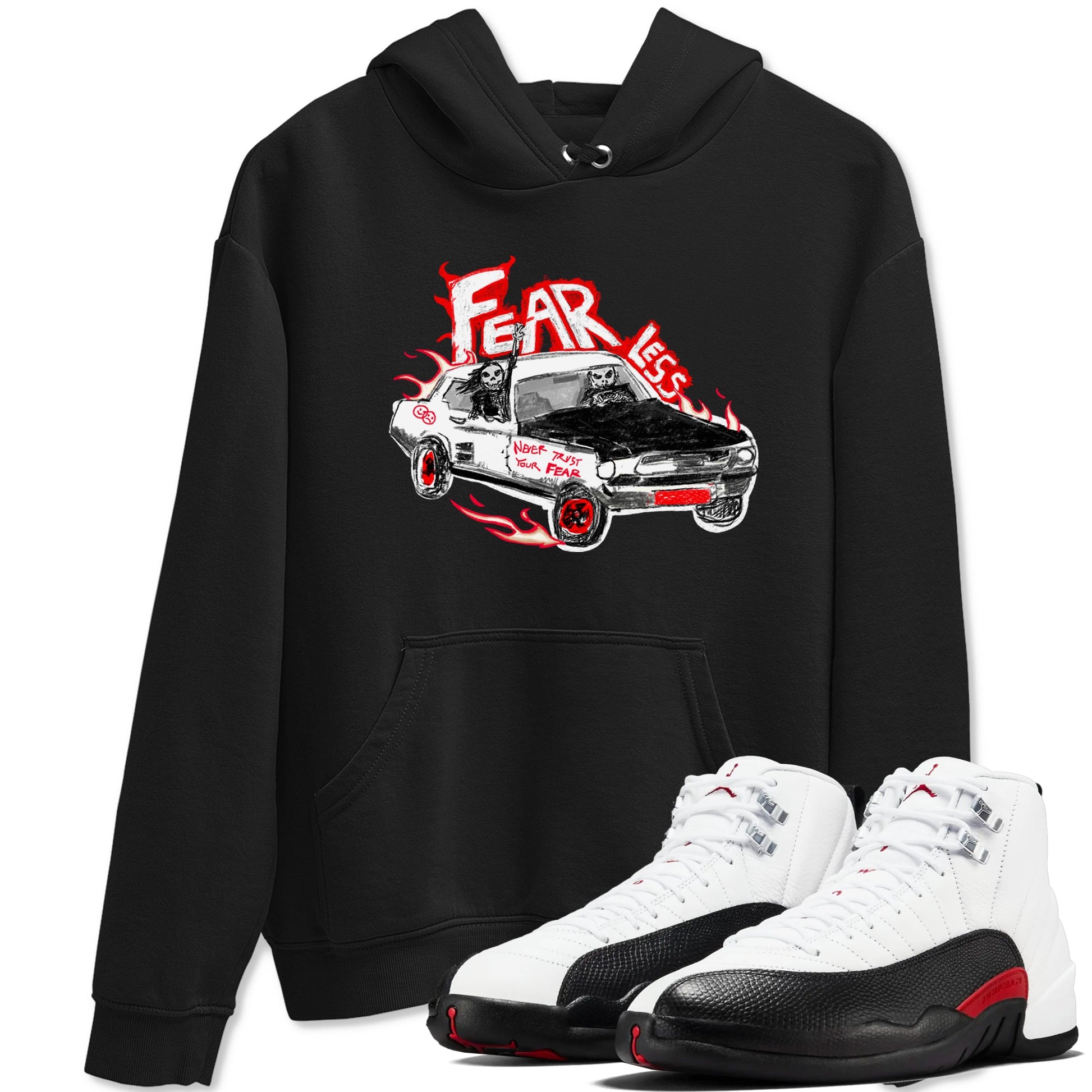 Air Jordan 12 Red Taxi shirts to match jordans Fearless Car sneaker match tees 12s Red Taxi SNRT sneaker release Tees unisex cotton Black 1 crew neck shirt