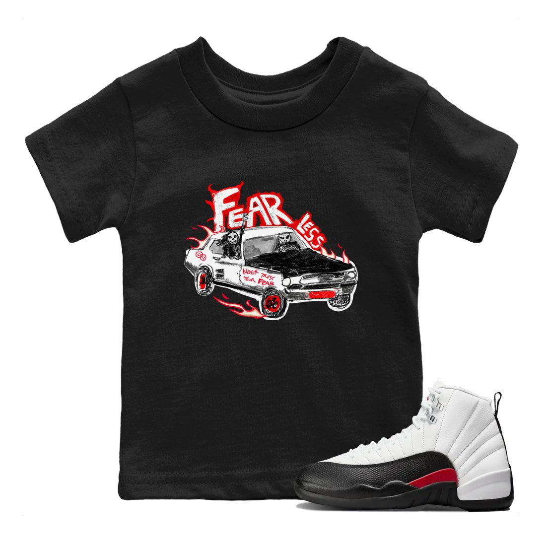 Air Jordan 12 Red Taxi shirts to match jordans Fearless Car sneaker match tees 12s Red Taxi SNRT sneaker release tees baby toddler Black 1 cotton Shirt