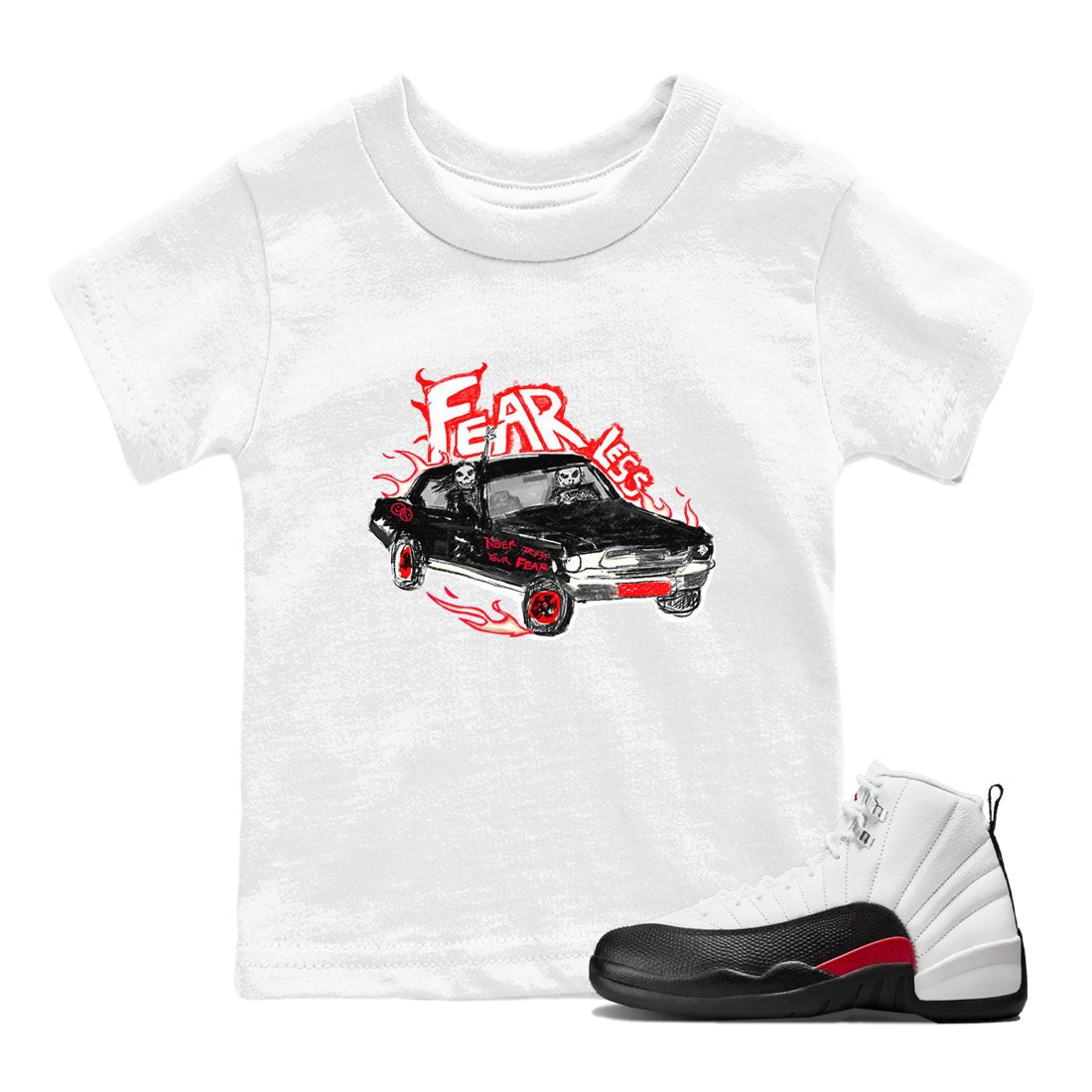 Air Jordan 12 Red Taxi shirts to match jordans Fearless Car sneaker match tees 12s Red Taxi SNRT sneaker release tees baby toddler White 1 cotton Shirt