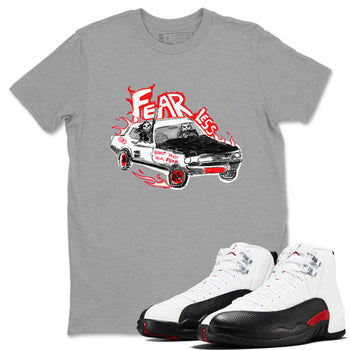Air Jordan 12 Red Taxi shirts to match jordans Fearless Car sneaker match tees 12s Red Taxi SNRT sneaker release Tees unisex cotton Heather Grey 1 crew neck shirt