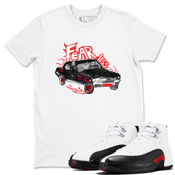 Air Jordan 12 Red Taxi shirts to match jordans Fearless Car sneaker match tees 12s Red Taxi SNRT sneaker release Tees unisex cotton White 1 crew neck shirt