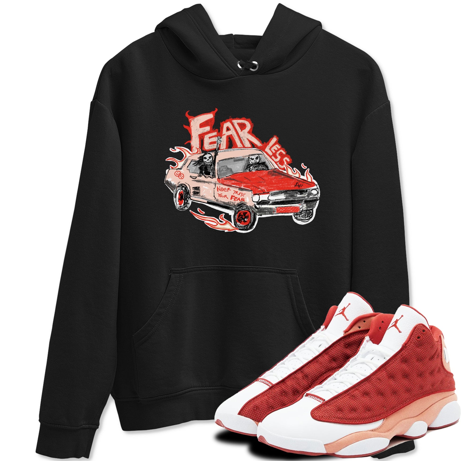 13s Dune Red shirts to match jordans Fearless Car sneaker match tees Air Jordan 13 Dune Red SNRT Sneaker Tees streetwear brand Black 1 unisex cotton tee