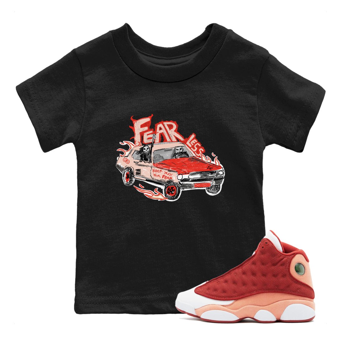 13s Dune Red shirts to match jordans Fearless Car sneaker match tees Air Jordan 13 Dune Red SNRT Sneaker Tees streetwear brand Baby and Youth Black 1 cotton tee