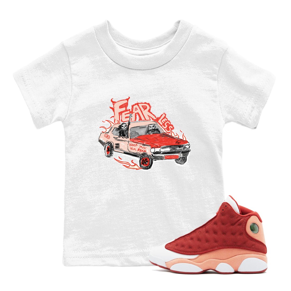 13s Dune Red shirts to match jordans Fearless Car sneaker match tees Air Jordan 13 Dune Red SNRT Sneaker Tees streetwear brand Baby and Youth White 1 cotton tee