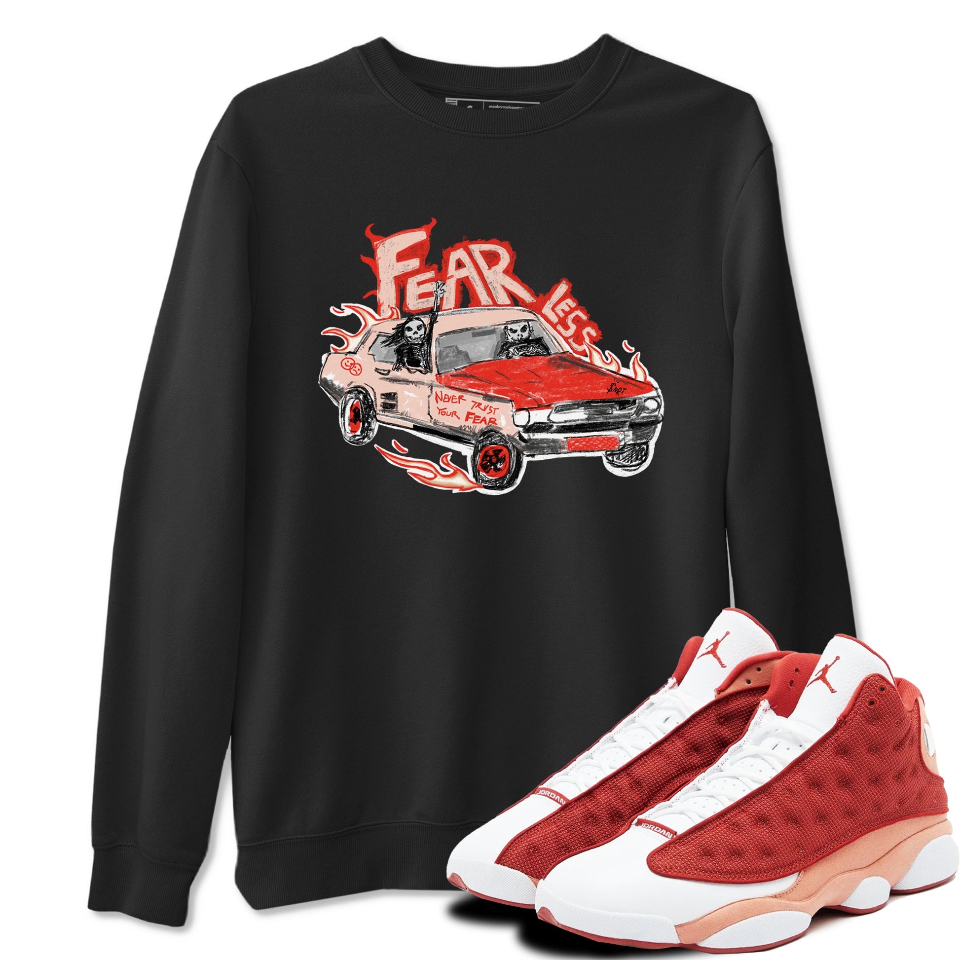 13s Dune Red shirts to match jordans Fearless Car sneaker match tees Air Jordan 13 Dune Red SNRT Sneaker Tees streetwear brand Black 1 unisex cotton tee