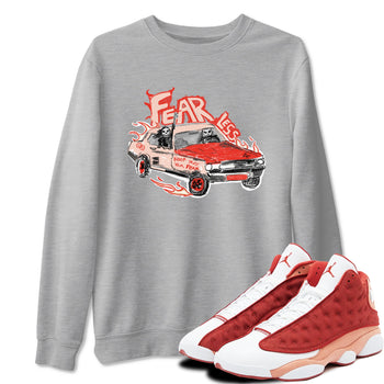 13s Dune Red shirts to match jordans Fearless Car sneaker match tees Air Jordan 13 Dune Red SNRT Sneaker Tees streetwear brand Heather Grey 1 unisex cotton tee